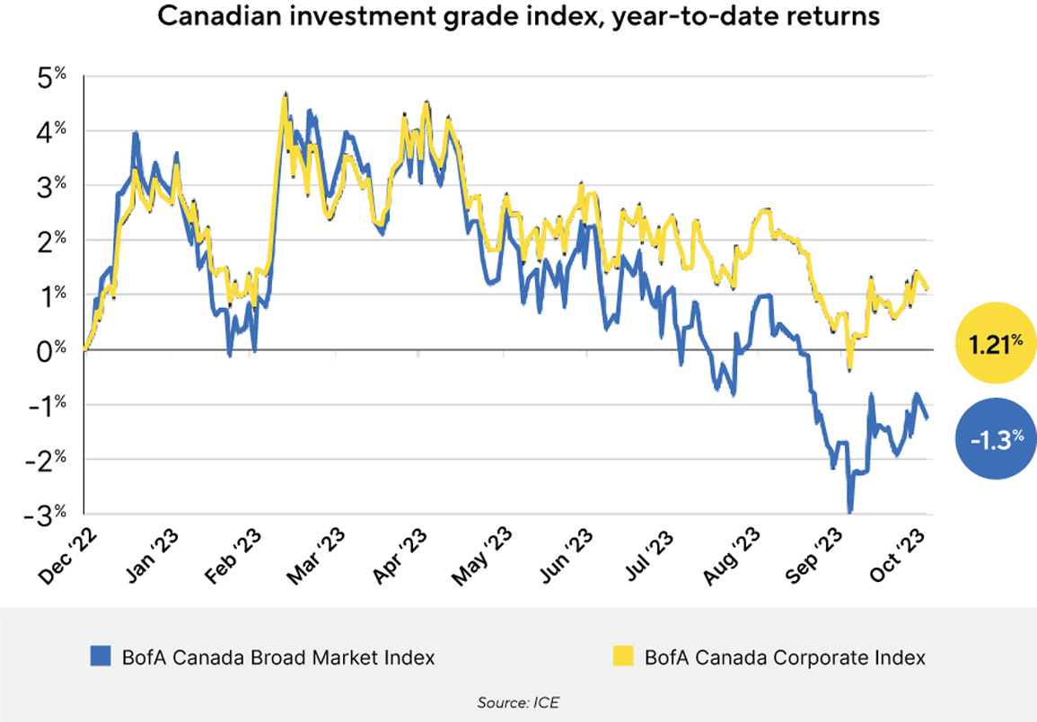 Canadian investment grade index year to date returns