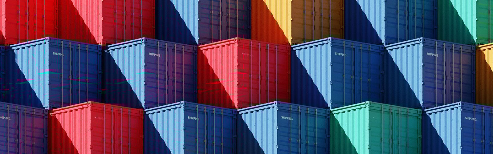 Shipping containers of multiple colours