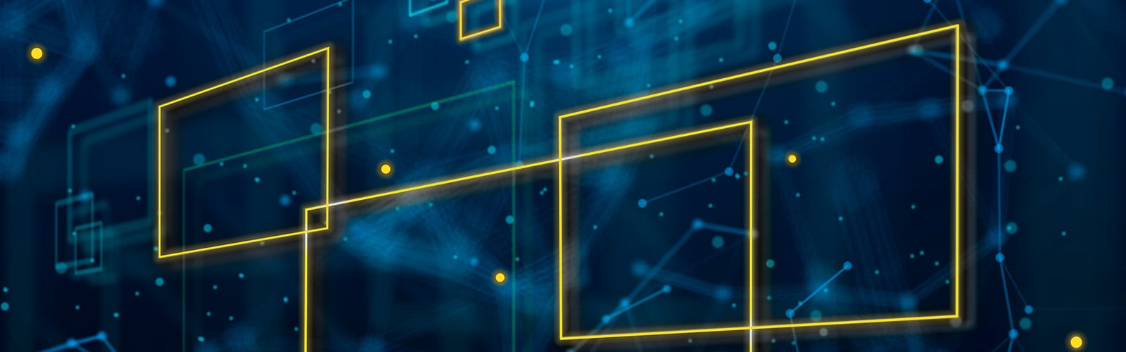 Abstract digital background featuring glowing yellow rectangular frames